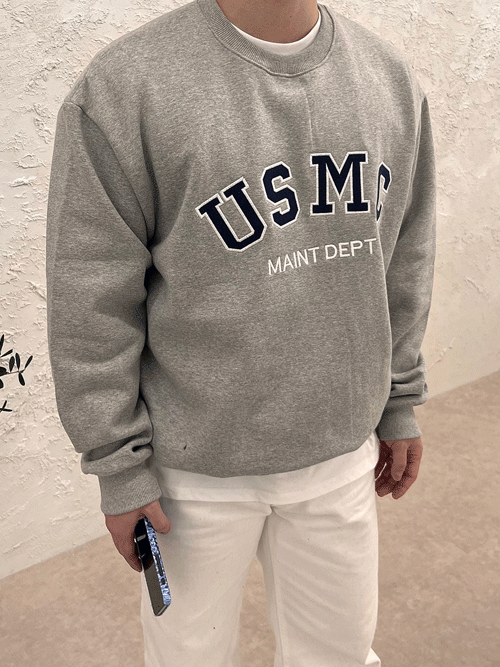 USMC 기모 오버핏 맨투맨